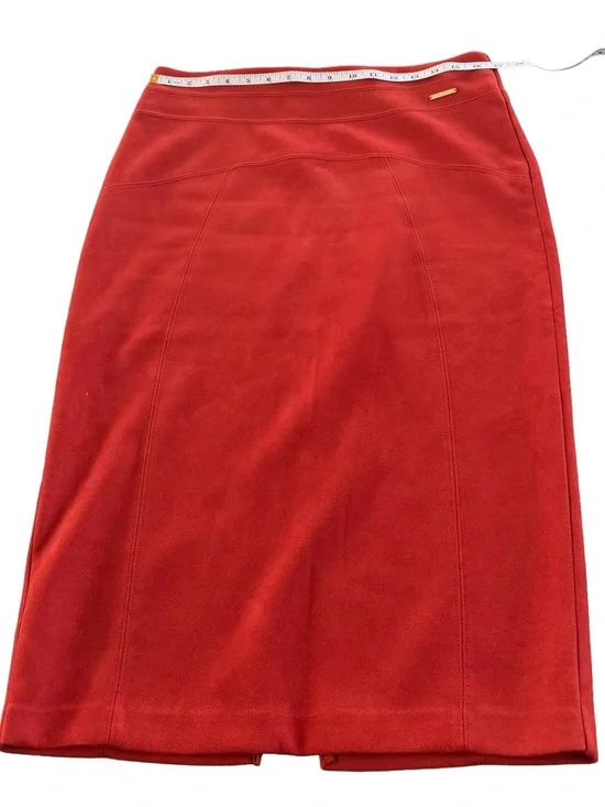 Andrew Marc Faux Suede Pencil Skirt - Rust Orange - Size Medium - Picture 4 of 7